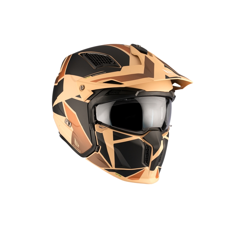 Open helm met masker MT Streetfighter SV S P1R B9 zwart-bruin-beige