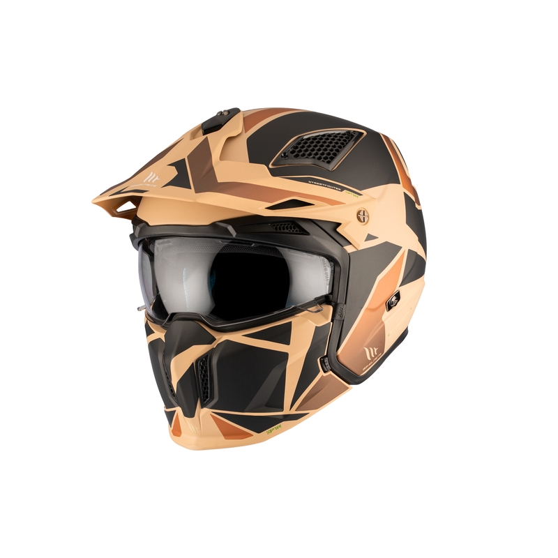 Open helm met masker MT Streetfighter SV S P1R B9 zwart-bruin-beige