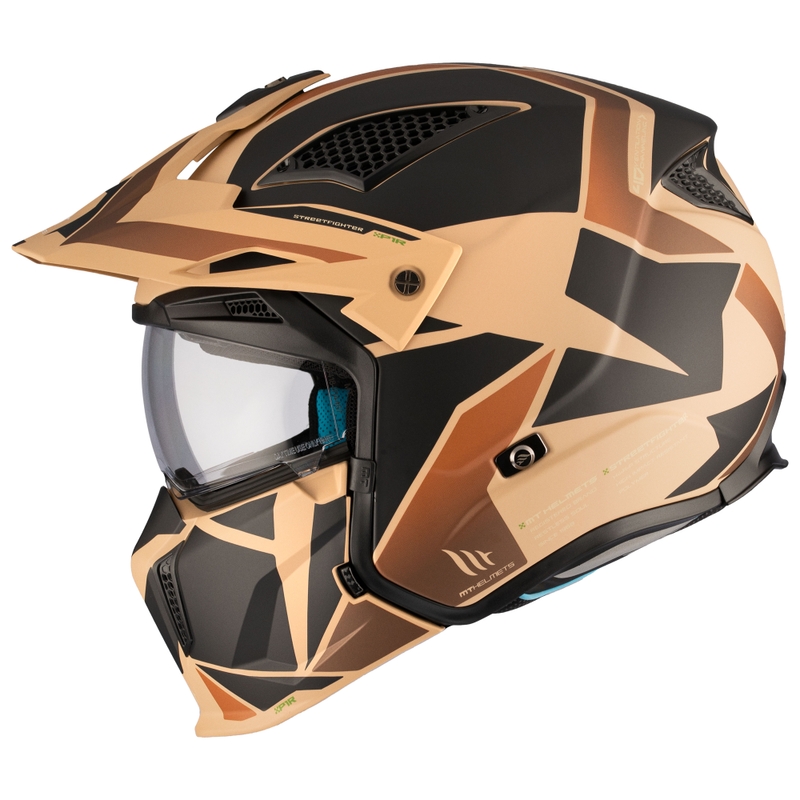 Open helm met masker MT Streetfighter SV S P1R B9 zwart-bruin-beige