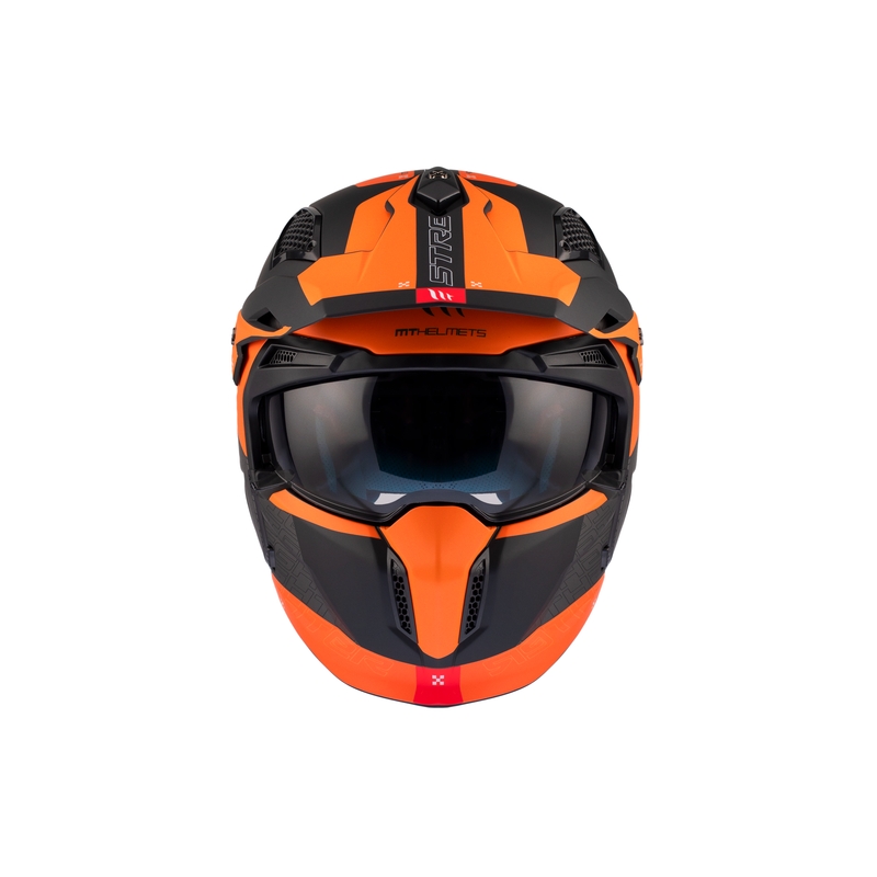 Open helm met masker MT Streetfighter SV Totem B4 zwart-grijs-oranje