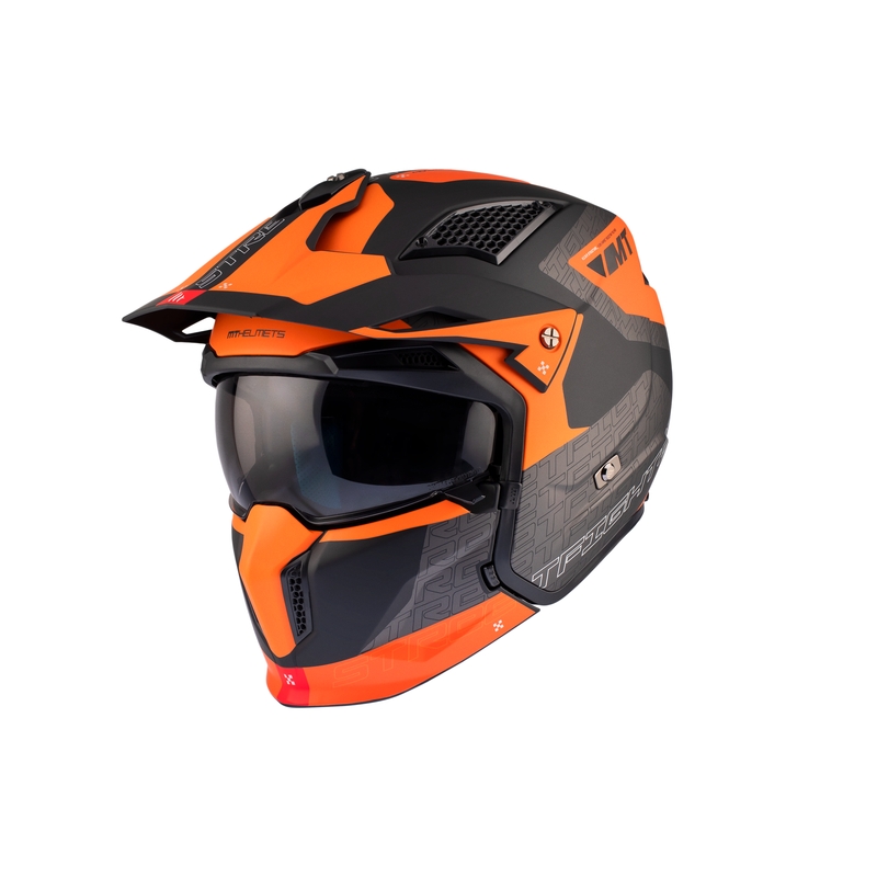 Open helm met masker MT Streetfighter SV Totem B4 zwart-grijs-oranje