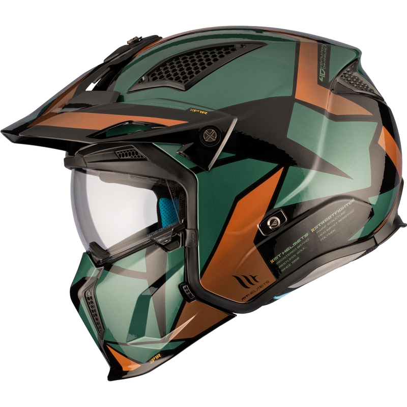Open helm met masker MT Streetfighter SV S P1R A9 zwart-bruin-groen uitverkoop