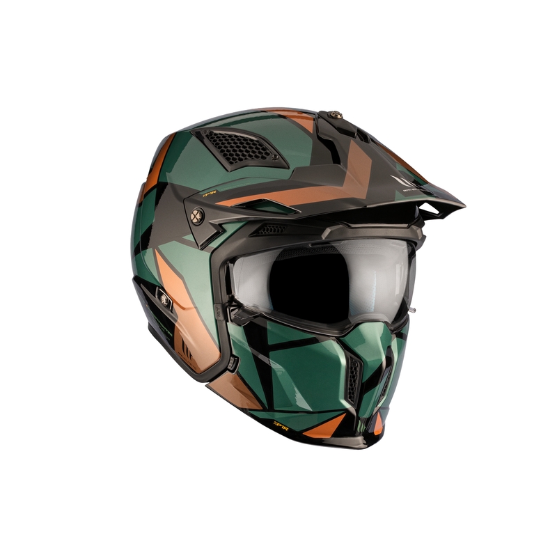 Open helm met masker MT Streetfighter SV S P1R A9 zwart-bruin-groen uitverkoop