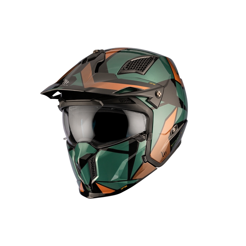 Open helm met masker MT Streetfighter SV S P1R A9 zwart-bruin-groen uitverkoop
