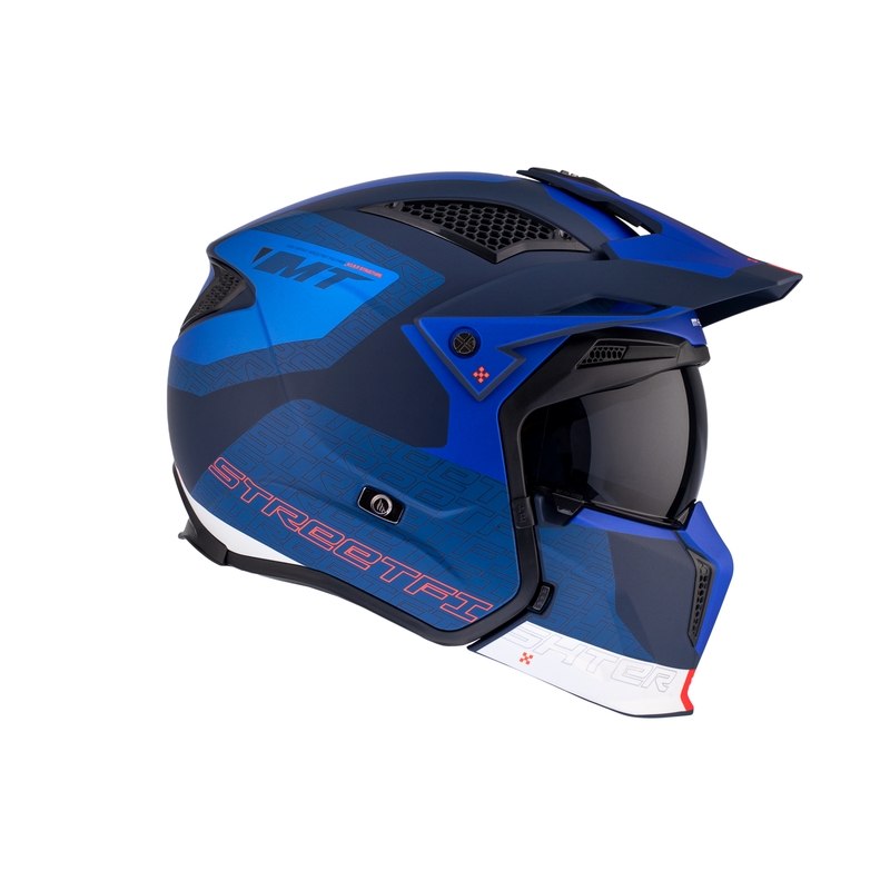 Open helm met masker MT Streetfighter SV Totem C17 wit-blauw