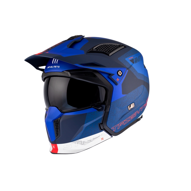 Open helm met masker MT Streetfighter SV Totem C17 wit-blauw