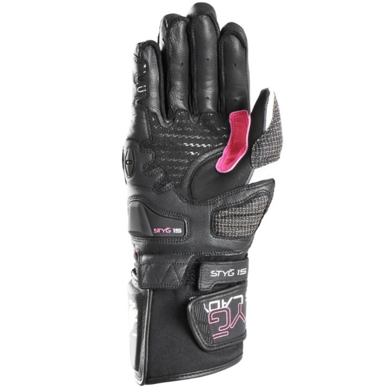 Dames Furygan Styg 15 Lady zwart met roze motorhandschoenen
