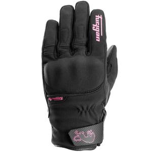 Dames Furygan Jet Lady All Season D3O® Evo zwart met roze motorhandschoenen