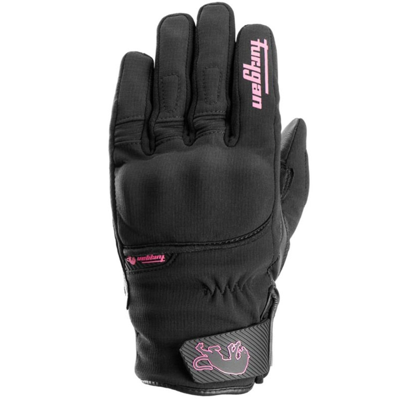 Dames Furygan Jet Lady All Season D3O® Evo zwart met roze motorhandschoenen