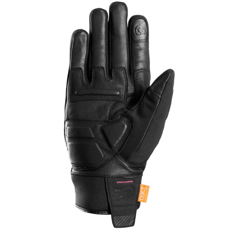 Dames Furygan Jet Lady All Season D3O® Evo zwart met roze motorhandschoenen