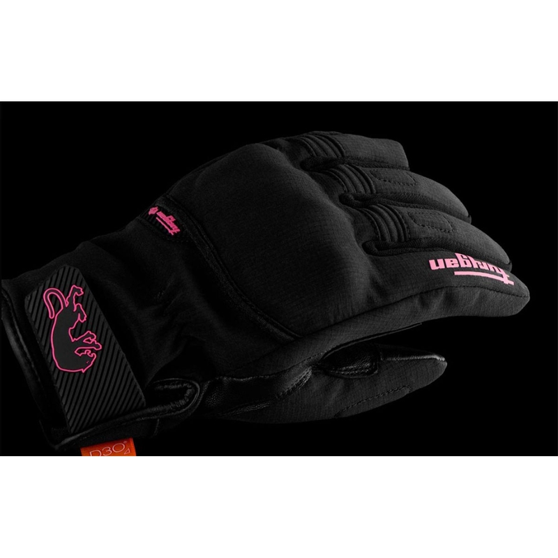 Dames Furygan Jet Lady All Season D3O® Evo zwart met roze motorhandschoenen