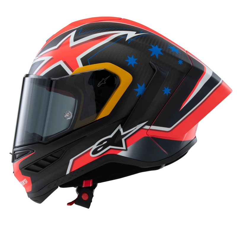 Alpinestars Supertech R10 limited edition Jack Miller mat carbon rood-blauw-geel-wit integraal motorhelm