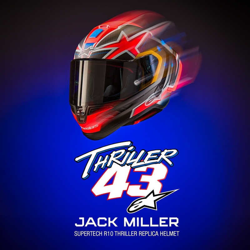 Alpinestars Supertech R10 limited edition Jack Miller mat carbon rood-blauw-geel-wit integraal motorhelm