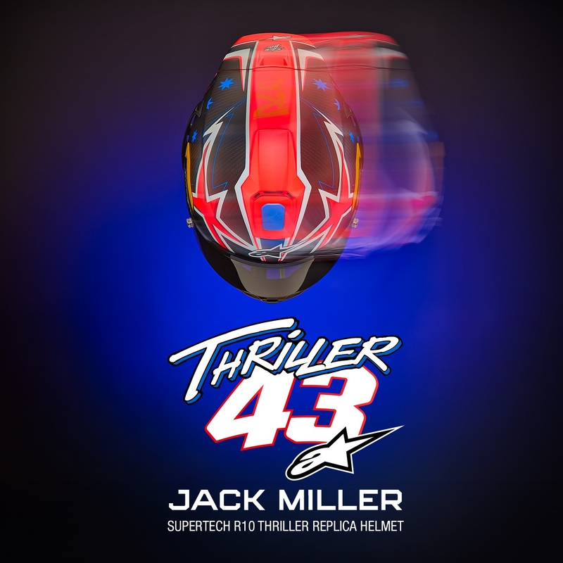 Alpinestars Supertech R10 limited edition Jack Miller mat carbon rood-blauw-geel-wit integraal motorhelm