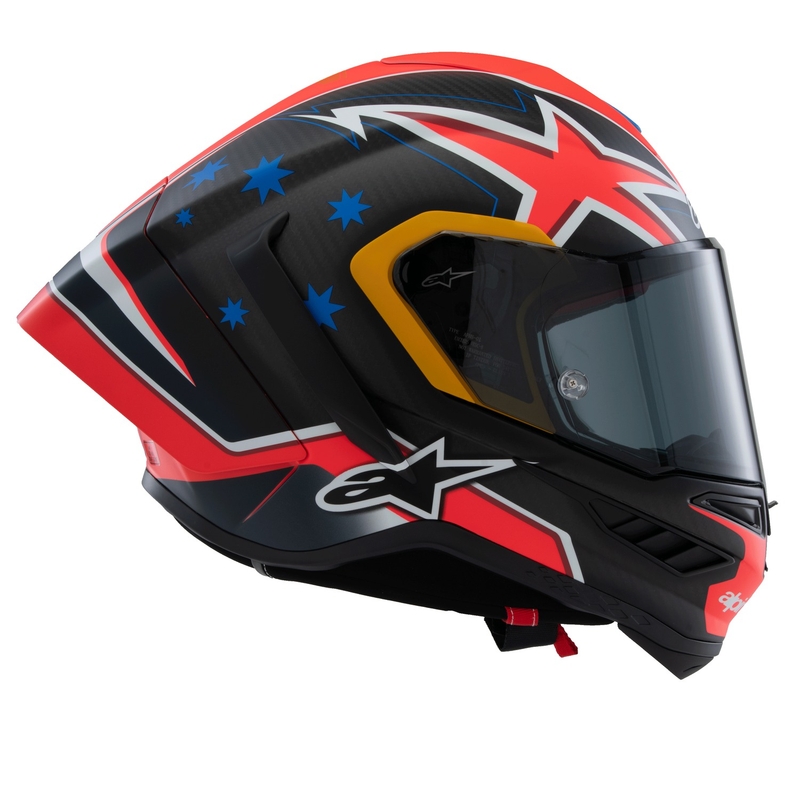 Alpinestars Supertech R10 limited edition Jack Miller mat carbon rood-blauw-geel-wit integraal motorhelm
