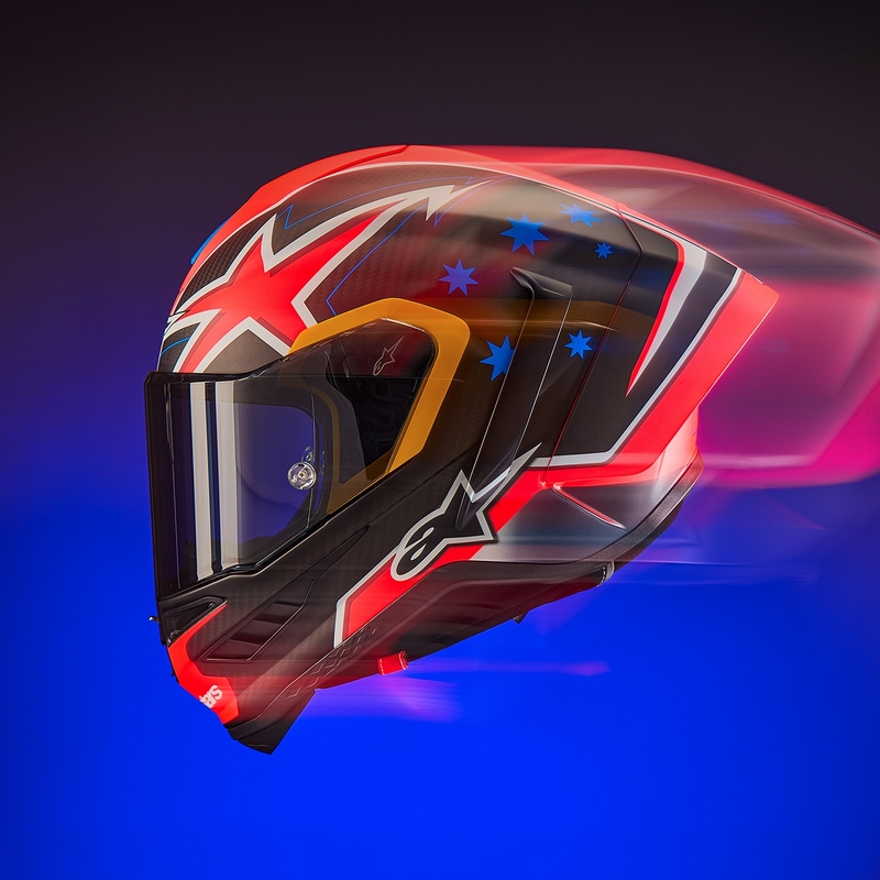 Alpinestars Supertech R10 limited edition Jack Miller mat carbon rood-blauw-geel-wit integraal motorhelm