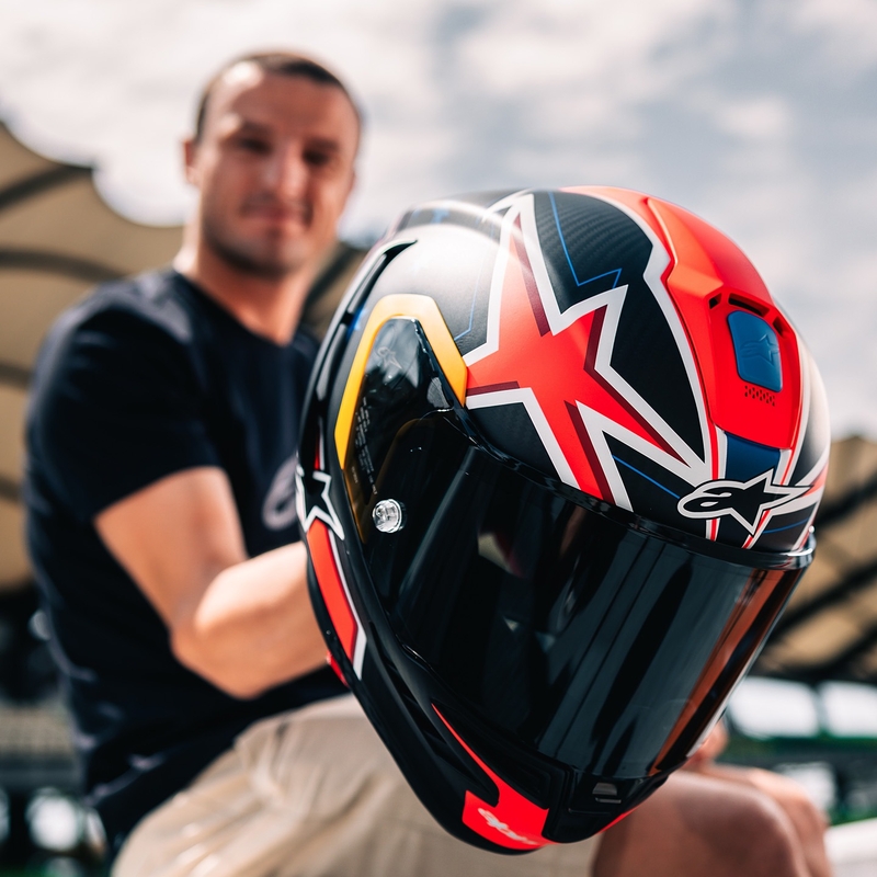 Alpinestars Supertech R10 limited edition Jack Miller mat carbon rood-blauw-geel-wit integraal motorhelm