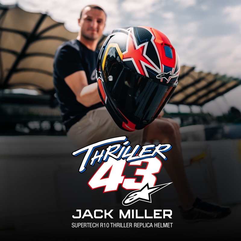 Alpinestars Supertech R10 limited edition Jack Miller mat carbon rood-blauw-geel-wit integraal motorhelm