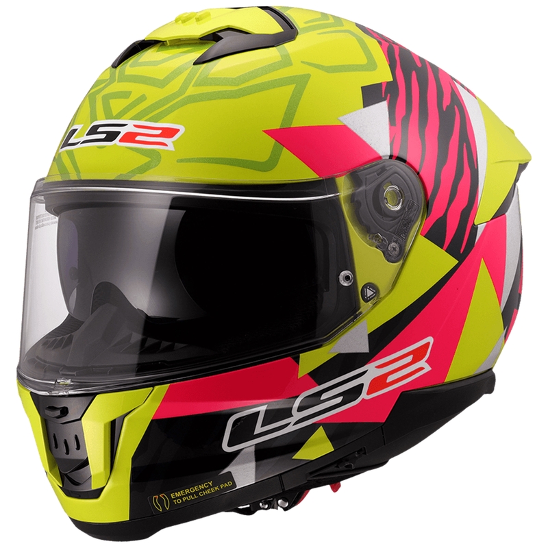 LS2 FF808 Stream II Tiger integraalhelm fluo geel-roze
