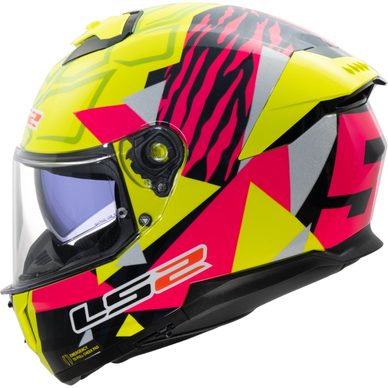 LS2 FF808 Stream II Tiger integraalhelm fluo geel-roze