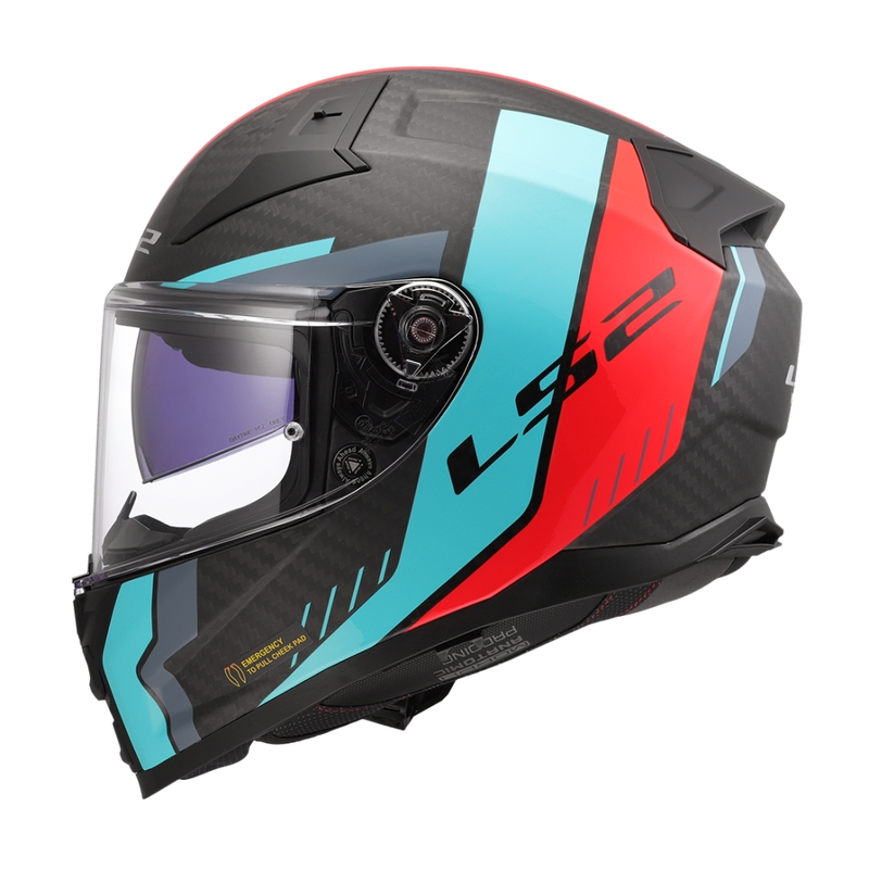 Integraal motorhelm LS2 FF811 Vector II C Grid rood-turquoise