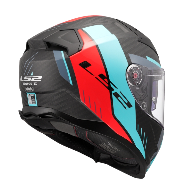 Integraal motorhelm LS2 FF811 Vector II C Grid rood-turquoise