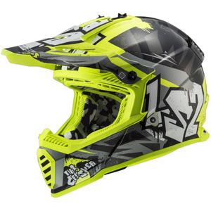 Kinder motorcrosshelm LS2 MX437 Fast EVO Mini Crusher zwart-geel