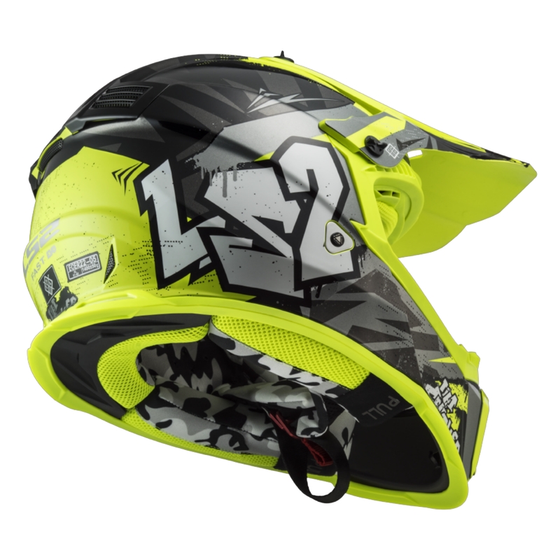 Kinder motorcrosshelm LS2 MX437 Fast EVO Mini Crusher zwart-geel