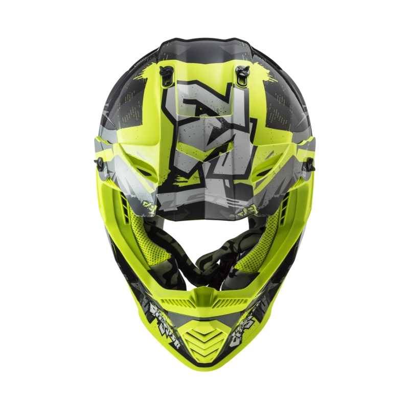 Kinder motorcrosshelm LS2 MX437 Fast EVO Mini Crusher zwart-geel