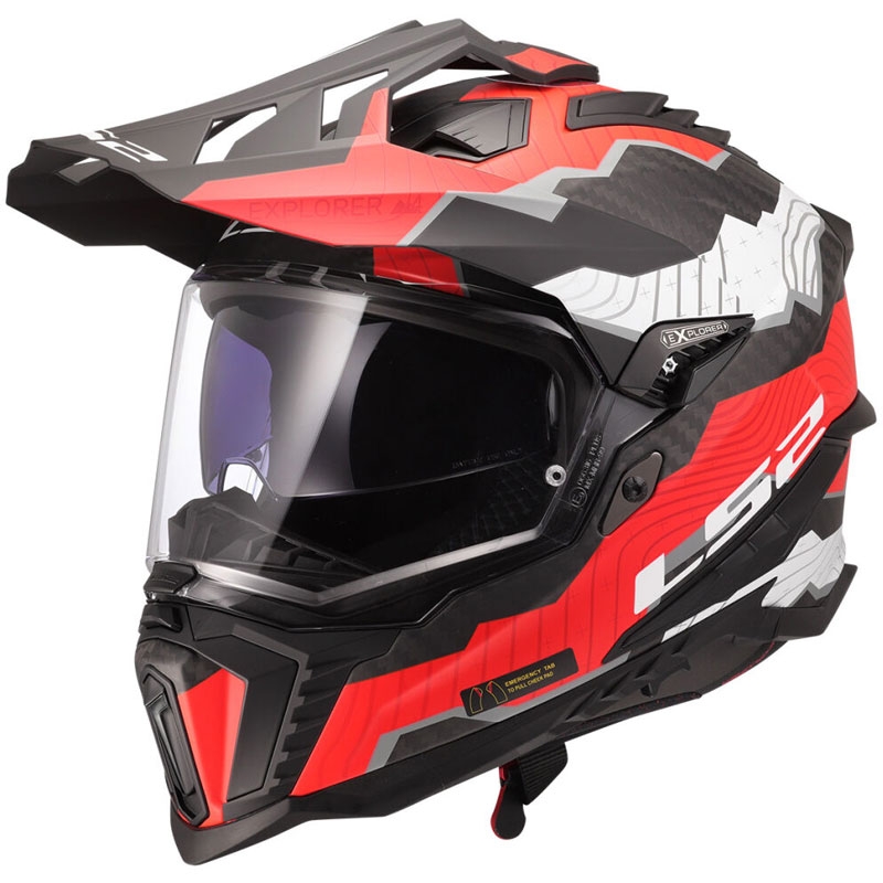 Enduro motorhelm LS2 MX701 Explorer C Trick wit-rood