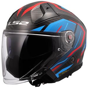 Open motorhelm LS2 OF603 Infinity II C Urus blauw-rood
