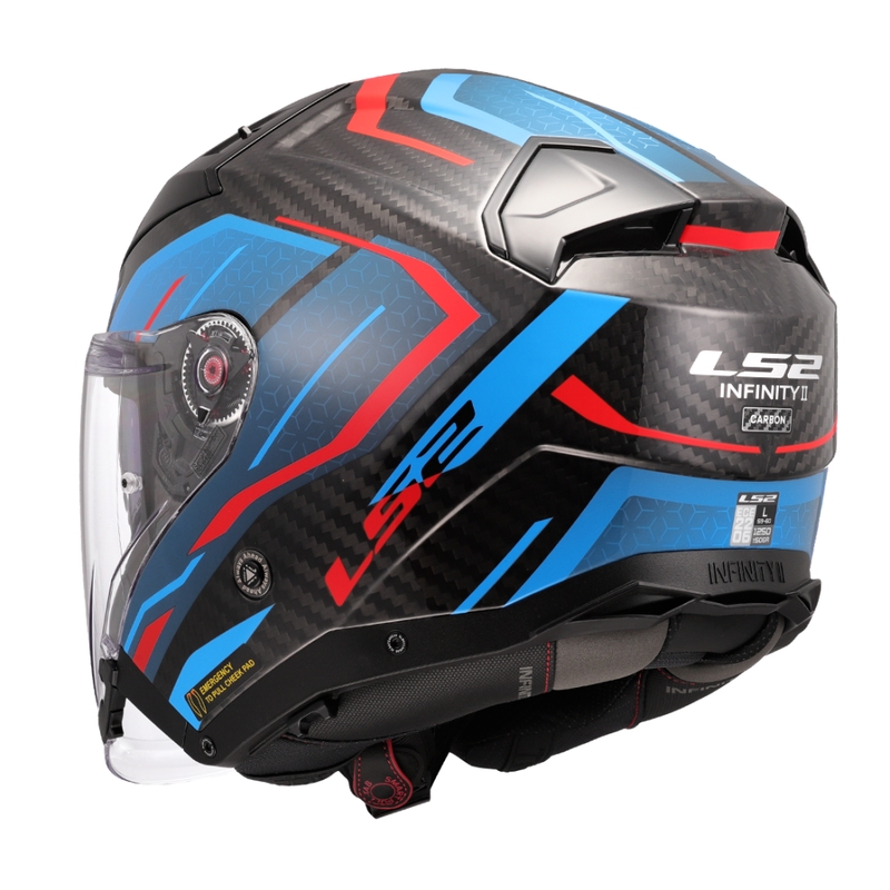 Open motorhelm LS2 OF603 Infinity II C Urus blauw-rood