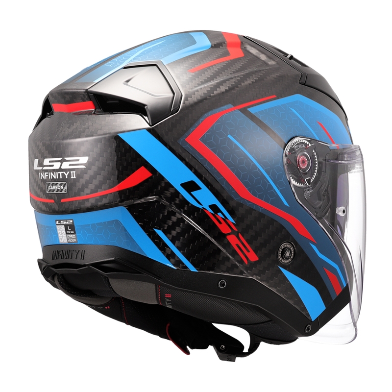 Open motorhelm LS2 OF603 Infinity II C Urus blauw-rood
