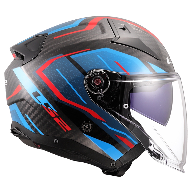 Open motorhelm LS2 OF603 Infinity II C Urus blauw-rood