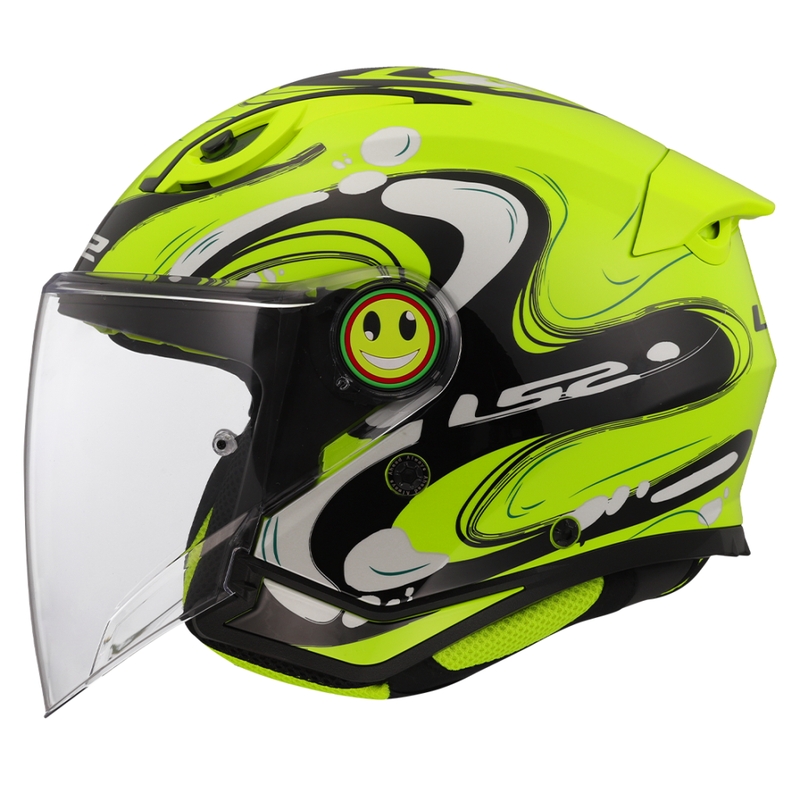 Kinder open motorhelm LS2 OF622 Funny II Glup fluo geel