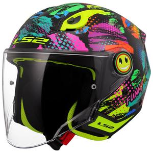 LS2 OF622 Funny II Joy Zwarte Open Motorhelm voor kinderen