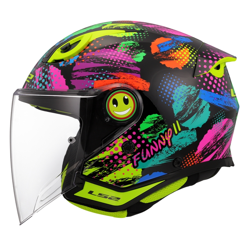 LS2 OF622 Funny II Joy Zwarte Open Motorhelm voor kinderen