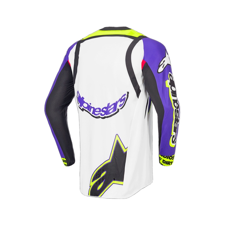 Alpinestars Supertech SX limited edition Dirt Studios wit-paars-roze-fluo geel motorcross shirt