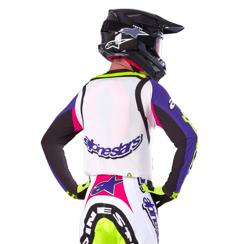 Alpinestars Supertech SX limited edition Dirt Studios wit-paars-roze-fluo geel motorcross shirt