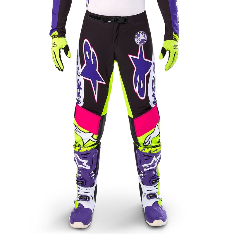 Alpinestars Supertech Limited Edition Dirt Studios Motorcrossbroek wit-paars-roze-fluogeel