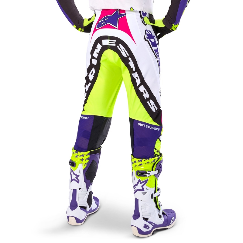 Alpinestars Supertech Limited Edition Dirt Studios Motorcrossbroek wit-paars-roze-fluogeel