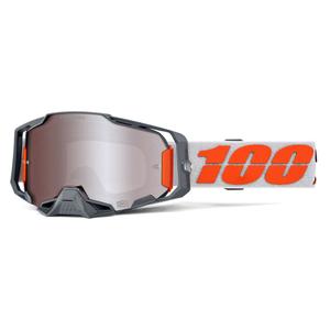 Motorcrossbril 100% ARMEGA Zilver met zilveren HIPER plexi