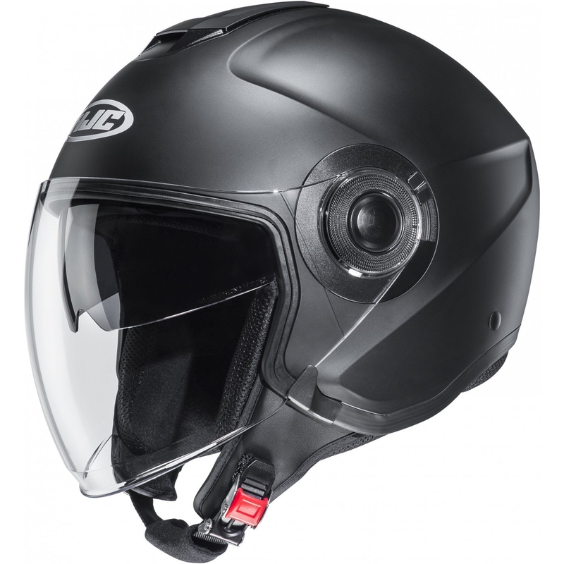 HJC i40N Solid semi-vlakke zwarte motorhelm met open vizier