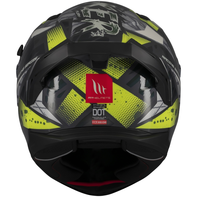 MT Braker SV Fury grijs-fluo geel integraal motorhelm