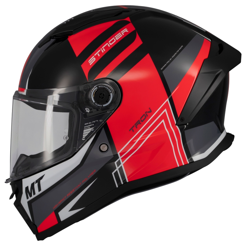 MT Stinger 2 Tron integraal motorhelm zwart-rood-grijs