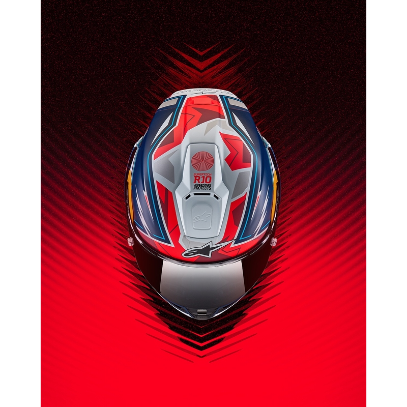 Alpinestars Supertech R-10 limited edition integraalhelm Pedro Acosta mat blauw-rood-wit