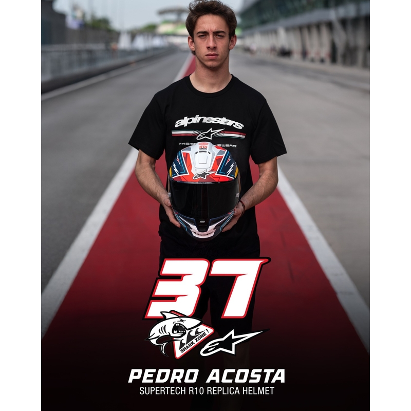 Alpinestars Supertech R-10 limited edition integraalhelm Pedro Acosta mat blauw-rood-wit