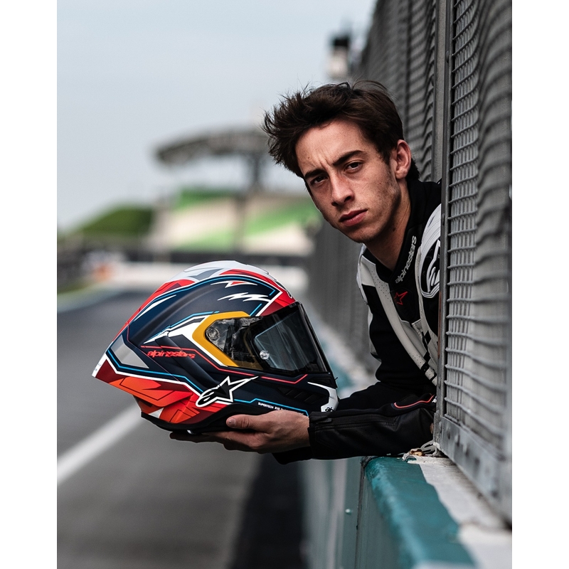 Alpinestars Supertech R-10 limited edition integraalhelm Pedro Acosta mat blauw-rood-wit