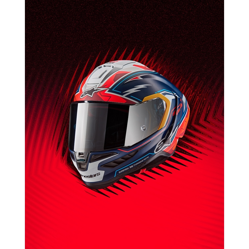 Alpinestars Supertech R-10 limited edition integraalhelm Pedro Acosta mat blauw-rood-wit