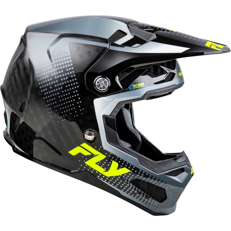 Motorcrosshelm FLY Racing Formula S Carbon grijs-fluo geel